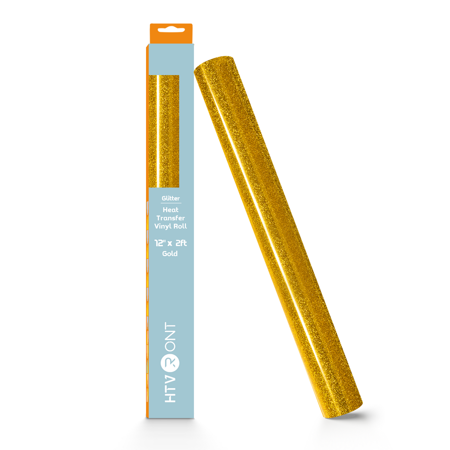 HTVRONT Glitter HTV Vinyl Roll - 12" x 2ft for All Cutting Machines, Easy to Cut & Weed & Transfer-Light Gold