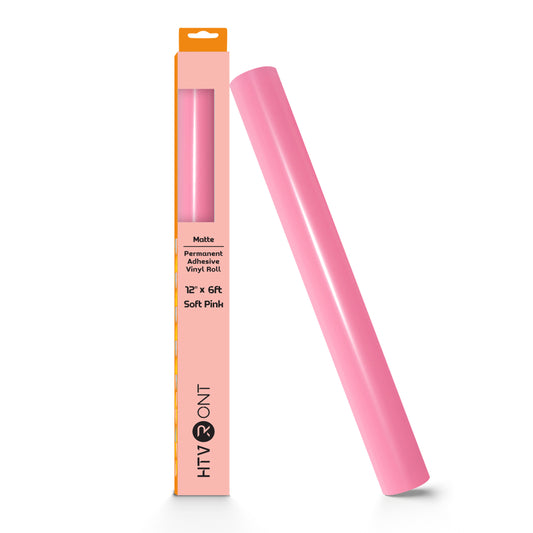 HTVRONT Permanent Vinyl Glossy-12" x 6FT Adhesive Vinyl Roll for Cutting Machine, Signs, Scrap Booking, Craft, Die Cutters-Soft Pink