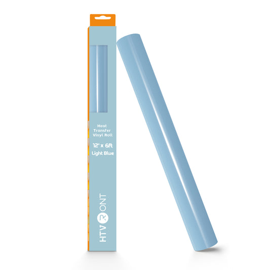 HTVRONT Heat Transfer Vinyl-12" x 6ft for Shirts, Iron on Vinyl for All Cutting Machine - Easy to Cut & Weed for Heat Transfer Design Light Blue