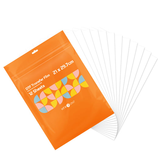 HTVRONT DTF Transfer Film for Sublimation-12 Sheets of A4 (8.3×11.7") for Inkjet Printers, Direct to Film Transfer Paper for Cotton T-shirts, Easy to Use, Vivid Colors