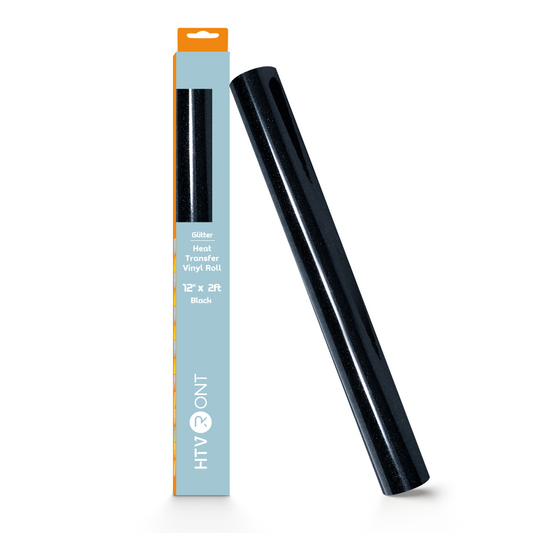HTVRONT Glitter HTV Vinyl Roll - 12" x 2ft for All Cutting Machines, Easy to Cut & Weed & Transfer-Black