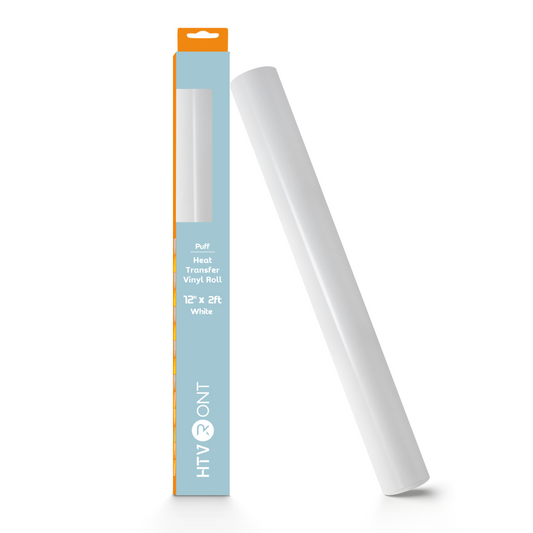 HTVRONT Heat Transfe Puff Vinyl Roll- 12" x 2ft for T Shirts, 3D Puff Heat Transfer Vinyl for Cutting Machine - Easy to Cut & Weed & Transfer-White