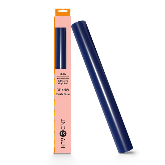 HTVRONT Permanent Vinyl Glossy-12" x 6FT Adhesive Vinyl Roll for Cutting Machine, Signs, Scrap Booking, Craft, Die Cutters-Dark Blue