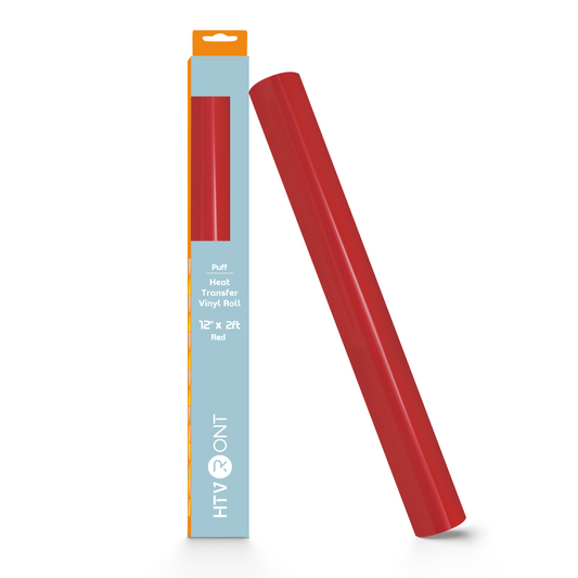 HTVRONT Heat Transfe Puff Vinyl Roll- 12" x 2ft for T Shirts, 3D Puff Heat Transfer Vinyl for Cutting Machine - Easy to Cut & Weed & Transfer-Red