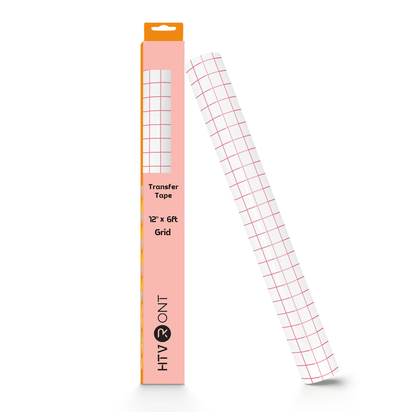 HTVRONT Transfer Tape PET for Adhesive Vinyl for Stickers Decals Doors & Windows 12*6ft-Red Grid
