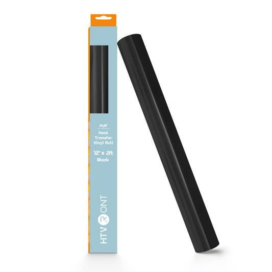 HTVRONT Heat Transfe Puff Vinyl Roll- 12" x 2ft for T Shirts, 3D Puff Heat Transfer Vinyl for Cutting Machine - Easy to Cut & Weed & Transfer-Black