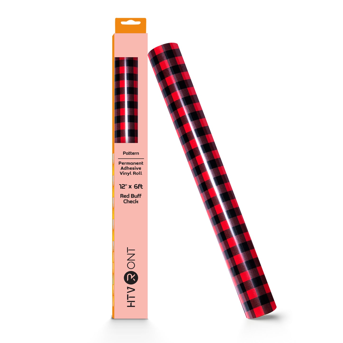 HTVRONT Permanent Vinyl Pattern-12" x 6ft Adhesive Vinyl Roll for Cutting Machine, Signs, Scrapbooking, Craft, Die Cutters-Red Buff Check