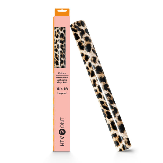 HTVRONT Permanent Vinyl Pattern-12" x 6ft Adhesive Vinyl Roll for Cutting Machine, Signs, Scrapbooking, Craft, Die Cutters-Leopard