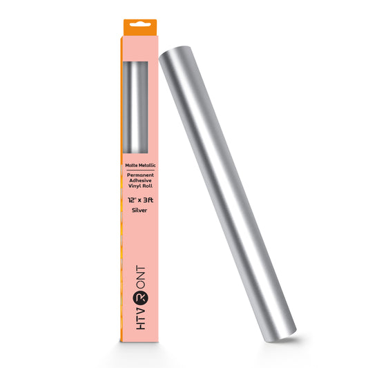 HTVRONT Permanent Vinyl Matte Metallic-12" x 3ft Adhesive Vinyl Roll for Cutting Machine, Signs, Scrapbooking, Craft, Die Cutters-Silver